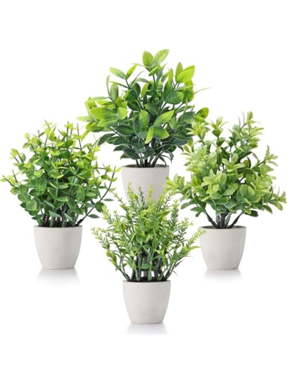 4 Pack Fake Plants Mini Artificial Greenery Potted Plants Bathroom Decor